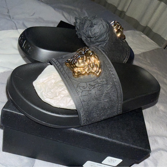 Versace Shoes - Versace Palazzo Rubber Black Slides